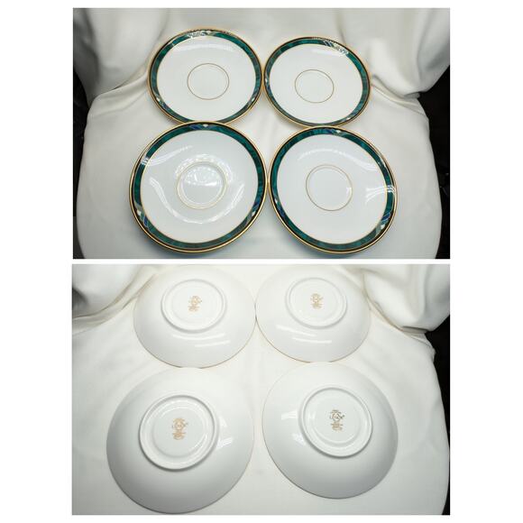 Set of 4 Lenox Kelly Debut Collection Cups and Saucers - 8 Pieces Green 6" USA - Picture 3 of 7